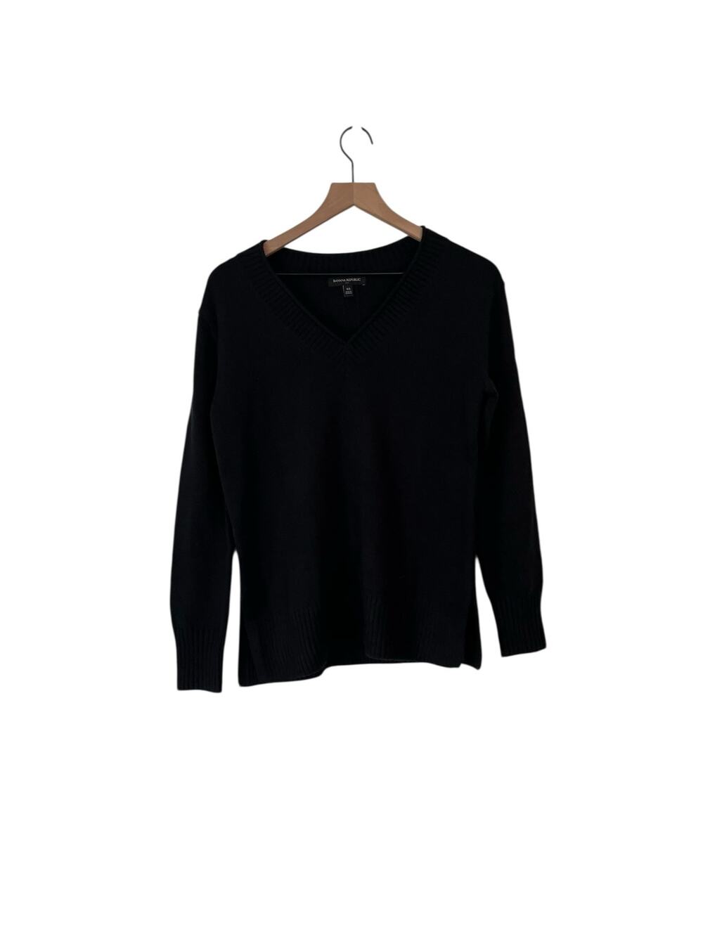Banana Republic Factory Womens Long Sleeve V Neck Black Knit Sweater Size XS
